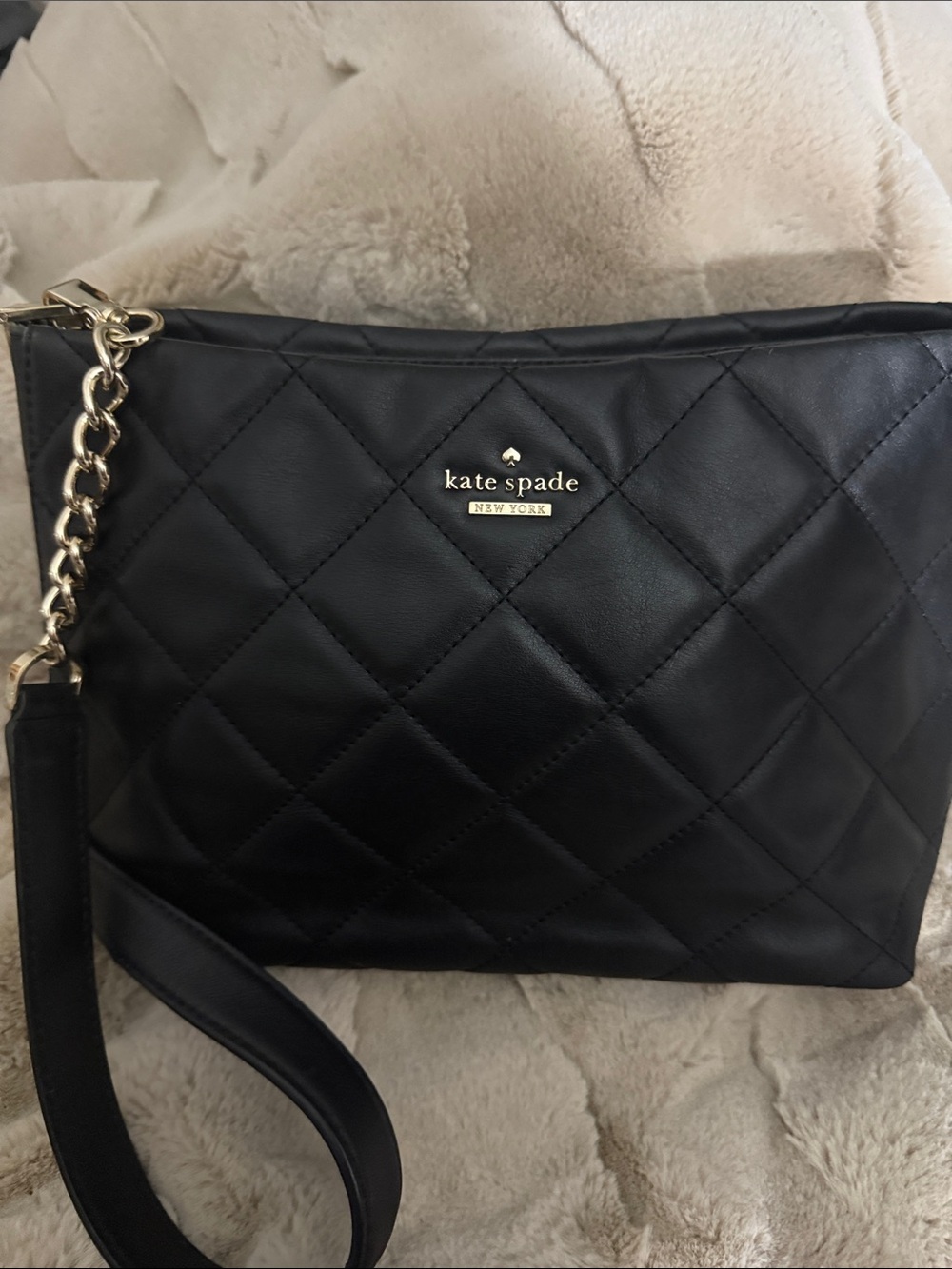 kate spade Black Quilted Leather Chain-Accent Crossbody Bag